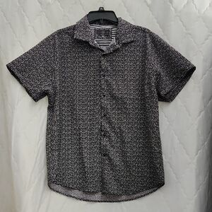 Men's Black Flower Patterned Dress Shirt
